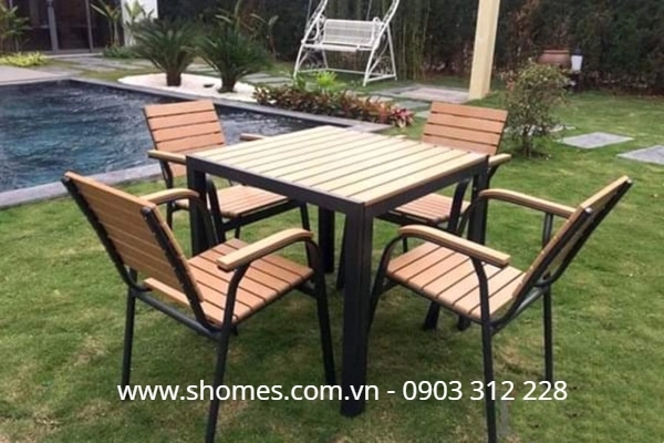 ban ghe ngoai troi nan composite gia go 1 3109 - BÀN GHẾ NGOÀI TRỜI NAN GIẢ GỖ